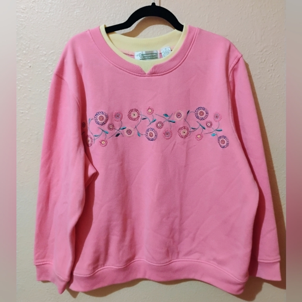 Vintage 90s Extra Shenanigans Size 1X  Embroidered Floral Sweatshirt